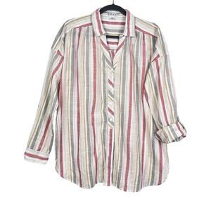 Da-sh Button Down Striped‎ Roll Tab Long Sleeve Casual Shirt Large